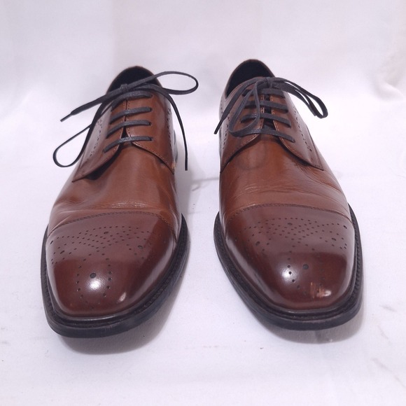 Kenneth Cole Hustle Back Leather Derby Shoes Mens 11.5M Brown Brogue‎ Toe Oxford main image 3